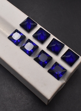 过钻笔蓝宝石裸石正方形戒面宝石蓝色戒指主石坦桑蓝公主方钻