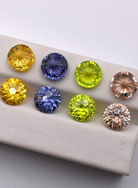 圆形菊花切烟花切金黄苹果绿香槟彩色首饰美甲贴钻配石CZ合成锆石