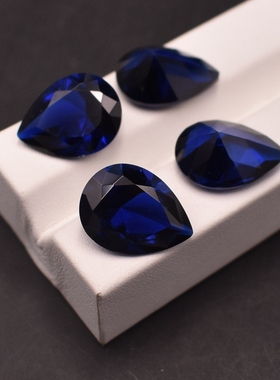 蓝尖晶水滴形小芸宝石配石