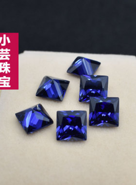 公主方坦桑蓝宝石裸石戒指戒面王妃皇家蓝正方形坦桑石未镶嵌DIY