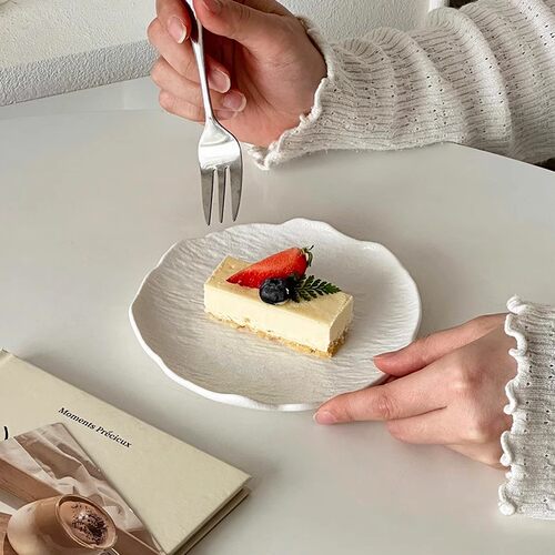 创意岩石纹塑料盘ins高级感家用下午茶糕点碟早餐甜品点心蛋糕盘 - 图1