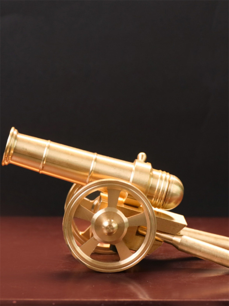 金属大炮模型摆件意大利炮可放炮黄铜小钢炮迷你黄金小炮合金玩具 - 图2