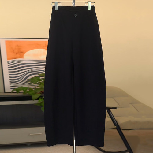 Ader休闲镰刀裤女2026春季新款时尚简约高腰宽松窄版垂感弯刀裤 - 图2