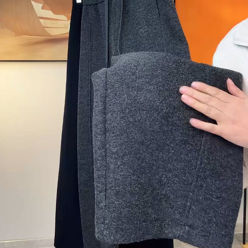 Ader休闲裤女2025年冬季新款加绒加厚宽松显瘦阔腿百搭弯刀裤子潮 - 图3