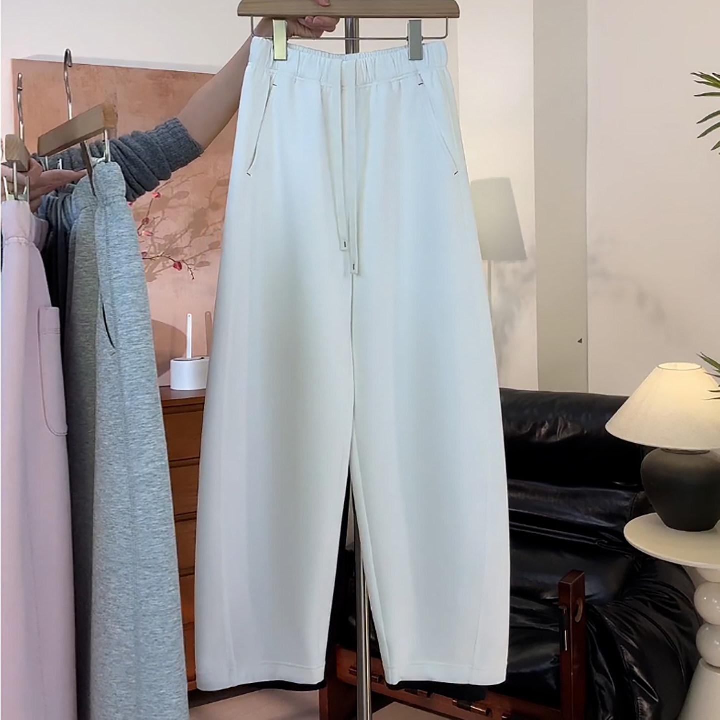 Ader运动休闲卫裤女2026春季新款松紧腰抽绳可束脚两穿百搭香蕉裤,淘宝优惠券,粉丝福利购,淘宝优惠卷