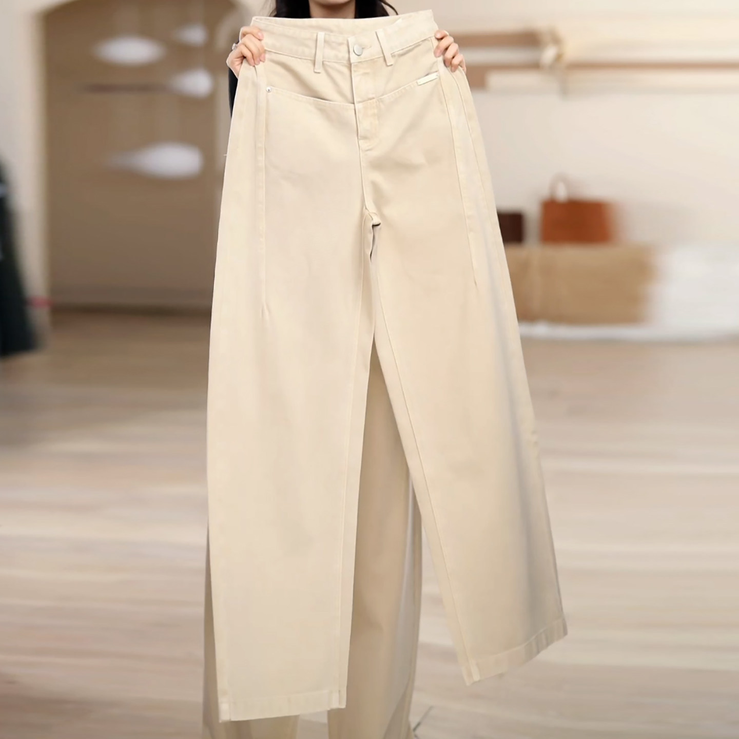 Ader高腰窄版直筒牛仔弯刀裤女2026春季新款百搭显瘦阔腿休闲长裤,淘宝优惠券,粉丝福利购,淘宝优惠卷