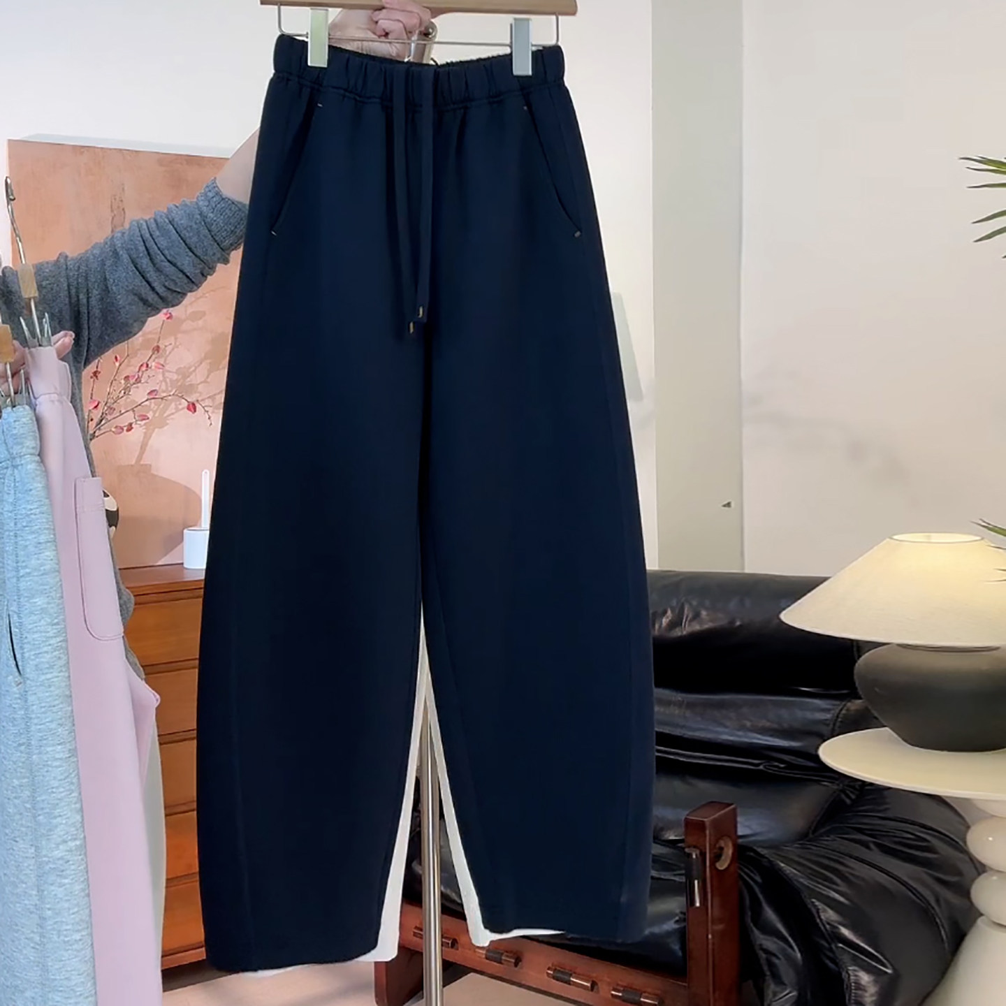 Ader运动休闲卫裤女2026春季新款松紧腰抽绳可束脚两穿百搭香蕉裤,淘宝优惠券,粉丝福利购,淘宝优惠卷