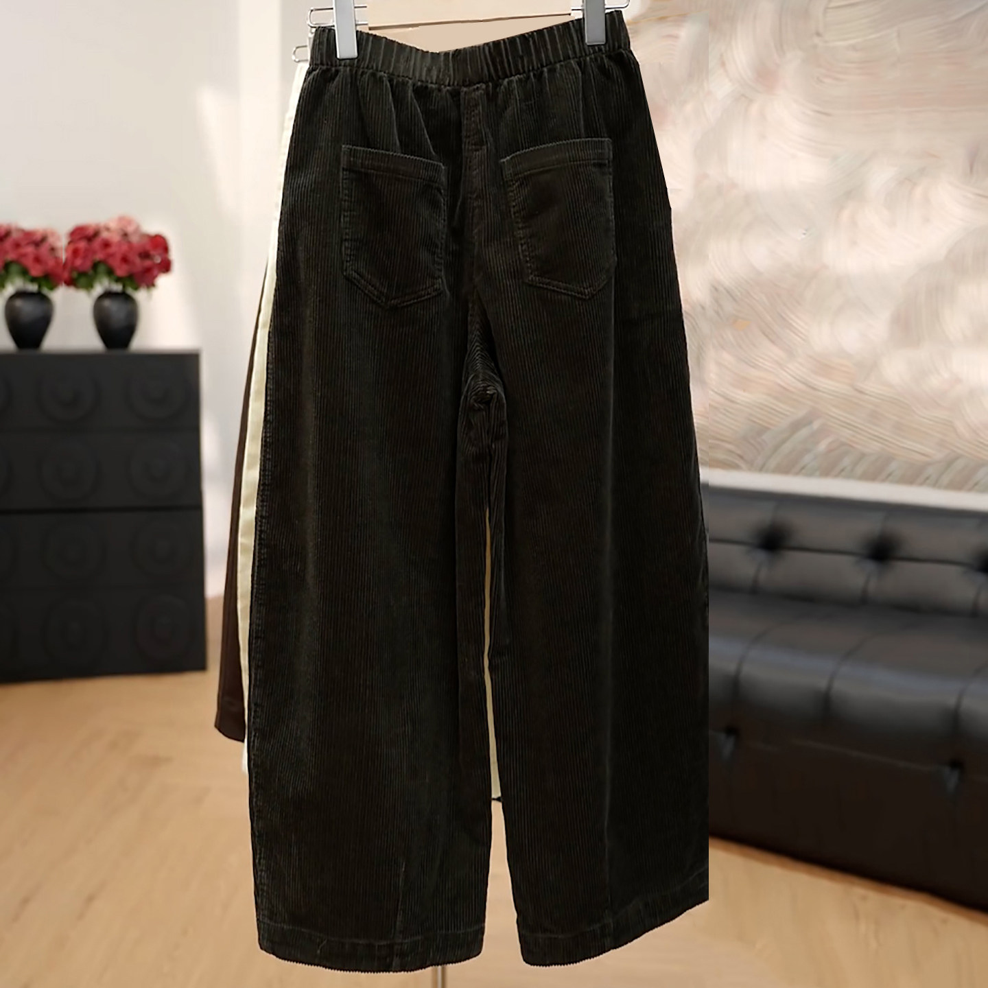 Ader复古灯芯绒休闲裤女2025秋季新款时尚百搭宽松阔腿九分哪吒裤,淘宝优惠券,粉丝福利购,淘宝优惠卷