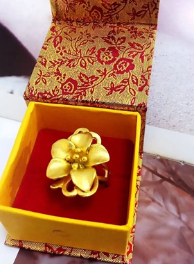 越南沙金戒指女百搭指环气质镀金孔雀戒开口可调节饰品久不褪色