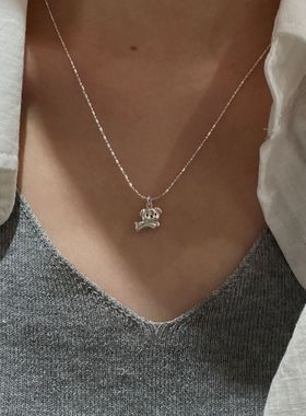 韩系S925纯银韩版小狗狗项链女