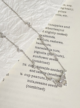 足银999甜美清新镂空蝴蝶项链女