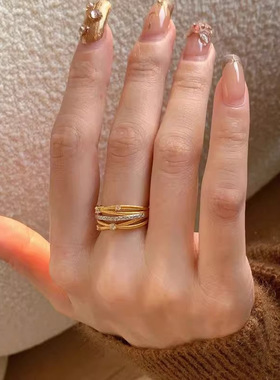 拉丝多层缠绕戒指精致指环女