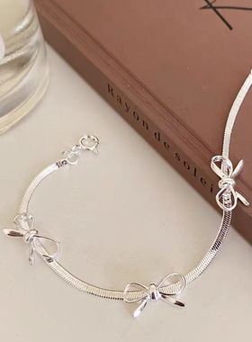 法式感蛇骨链蝴蝶结手链女生
