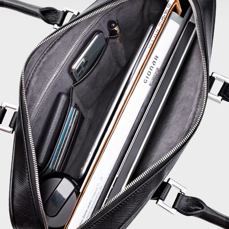 gionar十字纹头层牛皮休闲公文包 gionar男士包袋