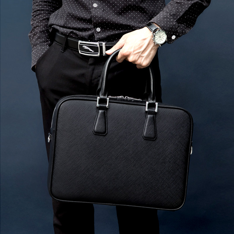 gionar十字纹头层牛皮休闲公文包 gionar男士包袋