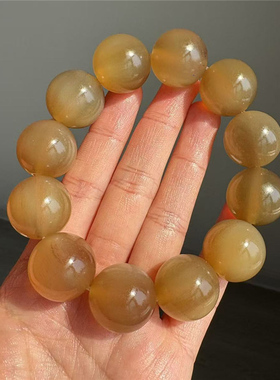 天然羊角手链圆珠文玩手串带血丝