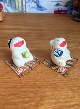 日本龙虎作和纸招财猫摆件招福气送礼书桌放置温馨氛围