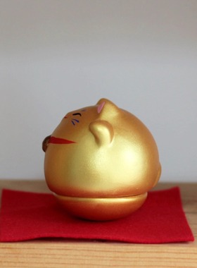 京都龙虎作陶土漆面不倒翁招财猫