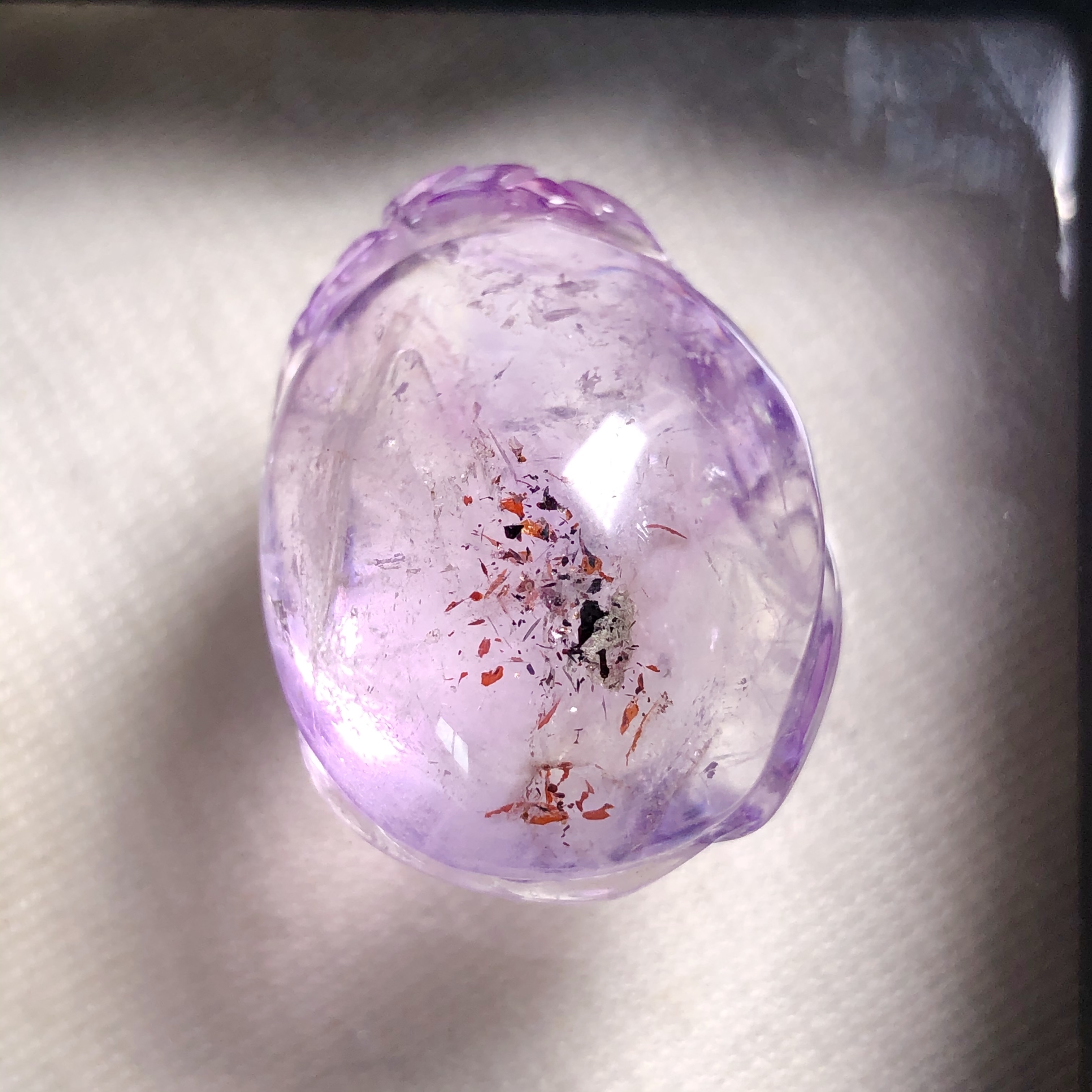 老货福利天然紫草莓水晶雕刻吊坠连年有余 - 图1