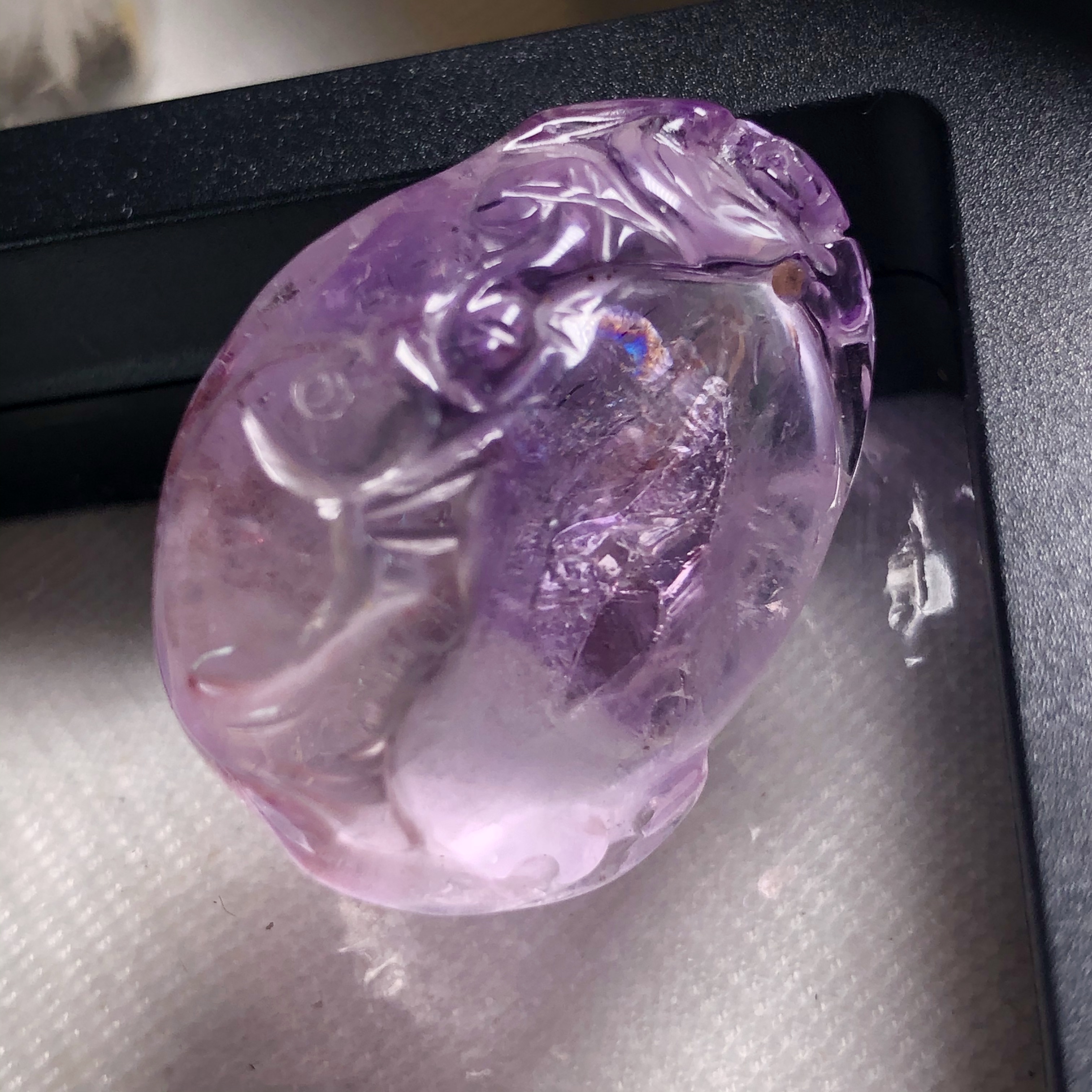 老货福利天然紫草莓水晶雕刻吊坠连年有余 - 图3