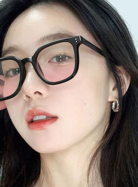 2025防晒新款腮红眼镜女纯欲风阿發同款黑框透明素颜渐变粉片