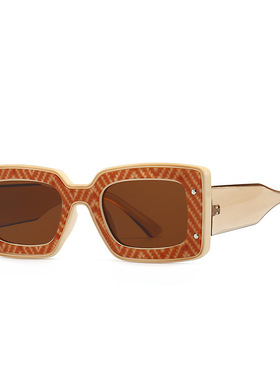 外贸跨境窄小太墨镜女欧美街拍眼镜模特方形摩登太阳镜