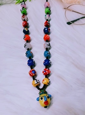 原创幸运琉璃珠编织女生轻奢订制秋冬琉璃毛衣链达摩腓尼基娃娃