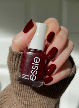 Essie指甲油深红berry naughty莓果酒红色416车厘子色牛血红免烤