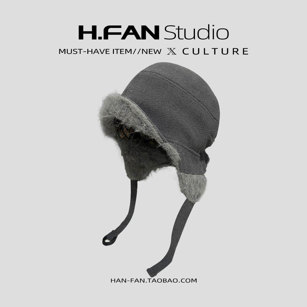 韩国护耳保暖毛呢飞行员帽雷锋帽防风防寒加厚双面戴显脸小百搭冬