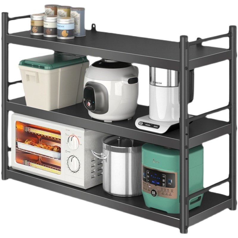 壁挂带护栏置物架厨房挂墙碗架调料架黑色碳钢烤漆两三层收纳吊架,淘宝优惠券,粉丝福利购,淘宝优惠卷