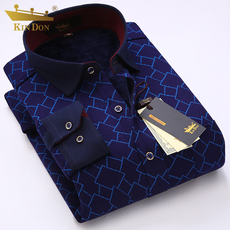 金盾2021新款一体加绒加厚条纹衬衫 博乐服饰衬衫