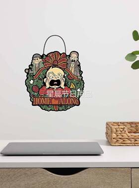 Disney Home Alone 假日木质花环墙装饰 -有趣的家庭标志门牌
