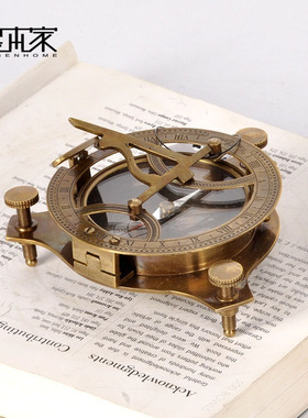 印度进口纯手工黄铜怀旧电影日晷