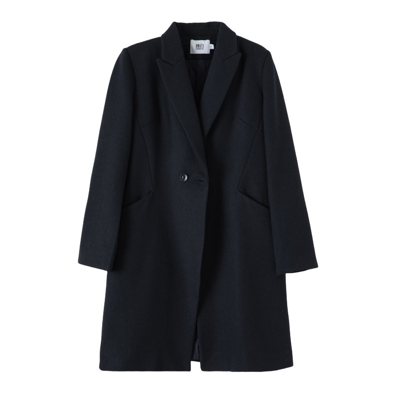 晚白2025年冬新款气质戗驳领西装经典简约中长加厚羊毛外套女,淘宝优惠券,粉丝福利购,淘宝优惠卷