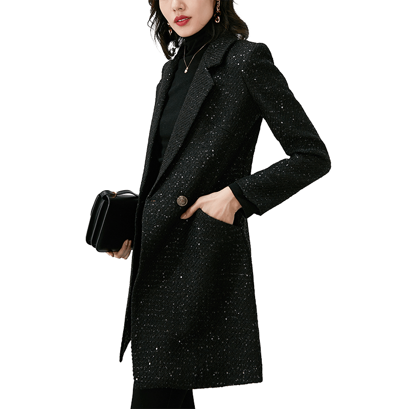晚白2024新款韩版洋气时尚高级感职业风衣气质黑色西装外套女长款-图1