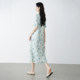 ສິ້ນສີຂາວ retro ພິມປັບປຸງ dress cheongsam ວ່າງ