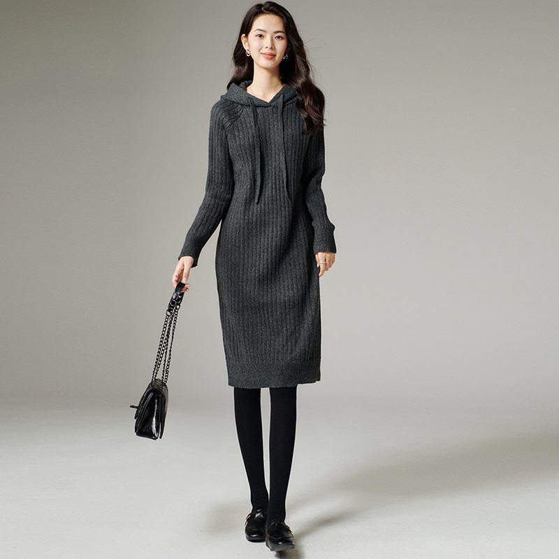 晚白【断码清仓】2026春款毛衣连帽针织连衣裙【不含腰带】,淘宝优惠券,粉丝福利购,淘宝优惠卷