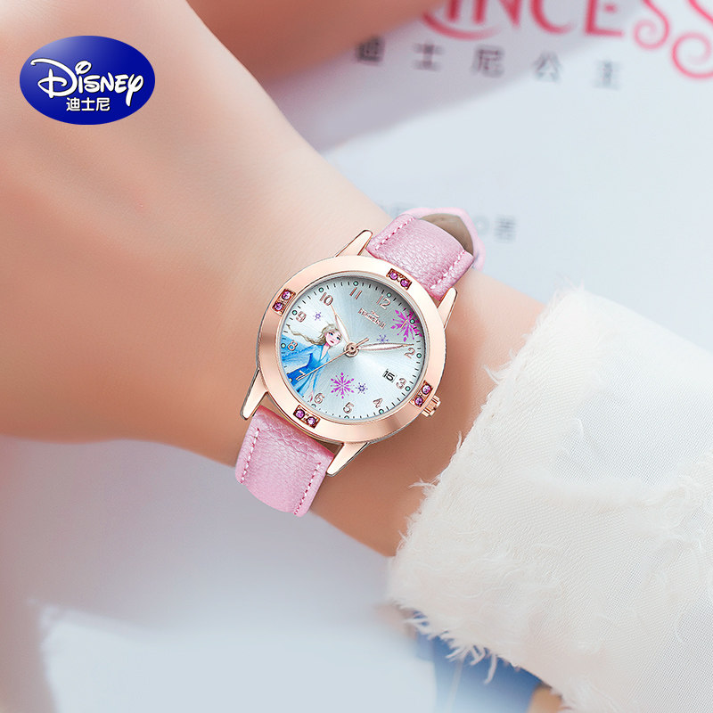 迪士尼指针式女孩防水卡通电子表 童时手表国产腕表