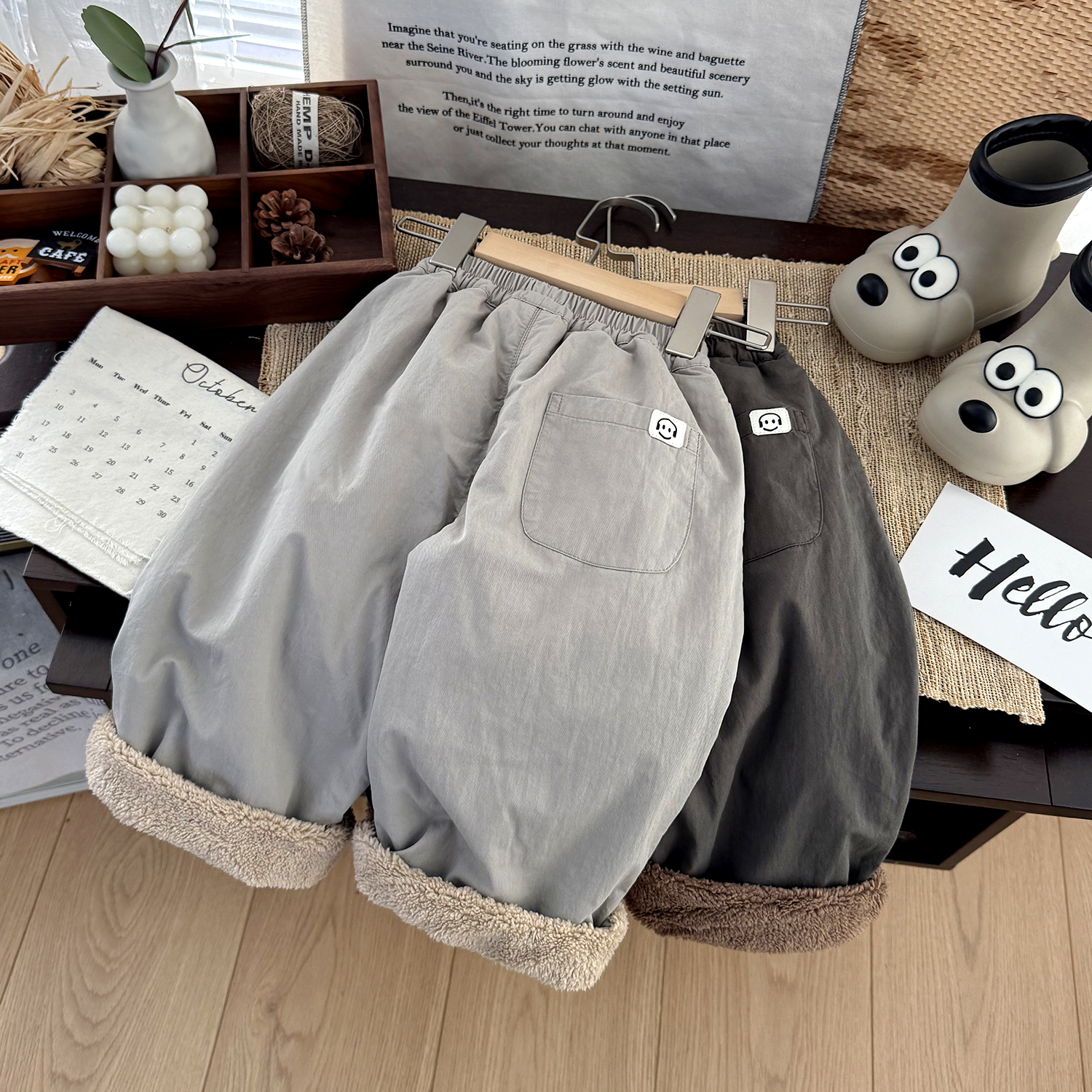 男童加绒加厚休闲裤2025冬季新款长裤女儿童珊瑚绒宽松冬装裤子 - 图0