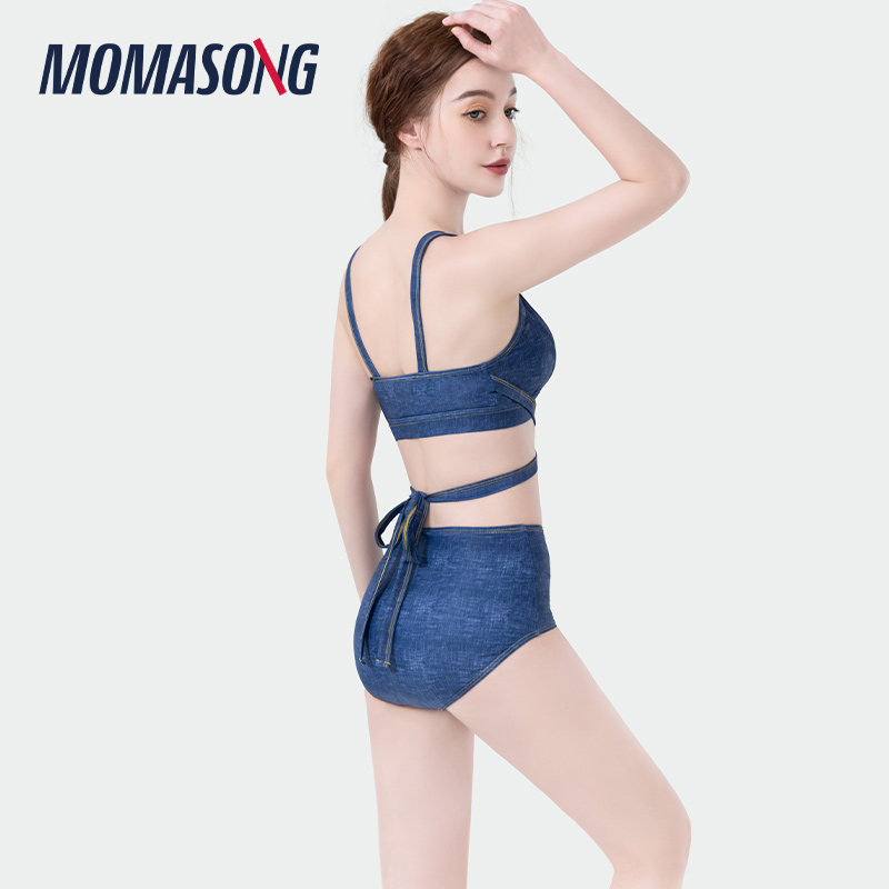 Momasong游泳衣女分体新款牛仔网红时尚高级感温泉度假性感比基尼 - 图0