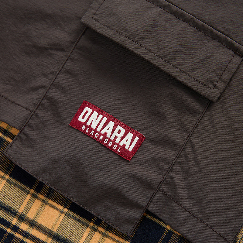 ONIARAI/鬼洗秋冬新品英文字母拼接宽松男式衬衫外套 B140027