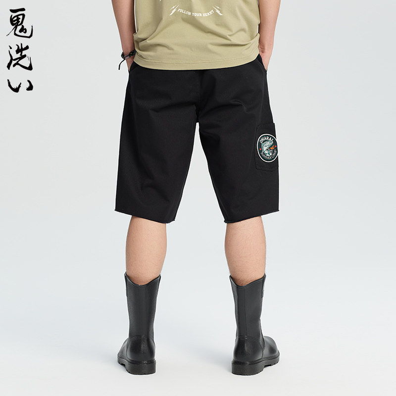 Oniwash 24 spring and summer four seasons painted and labeled trousers-style workwear men's casual shorts 24B0542
