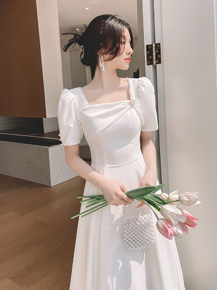 法国Lemond tajoes小晚礼服平时可穿登记小白裙敬酒服女法式订婚