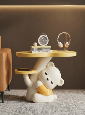 创意小熊造型边几客厅沙发摆件