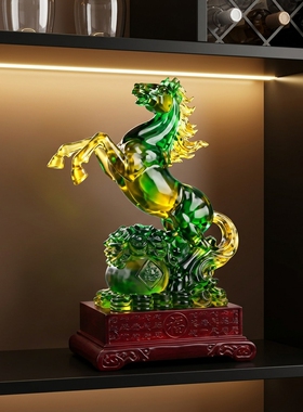 琉璃招财马到成功家居摆件