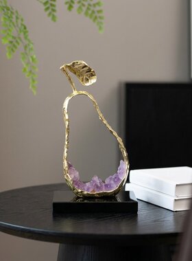 轻奢金色梨子紫水晶摆件乔迁礼