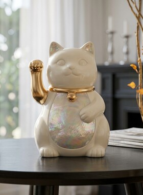轻奢猫咪举手桌面摆件开业礼物