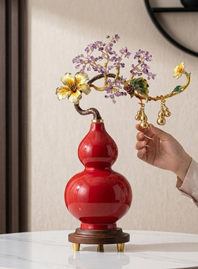 创意水晶葫芦红色家居摆件礼品