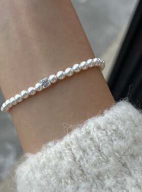 女人造珍珠立方锆日韩手链ins风