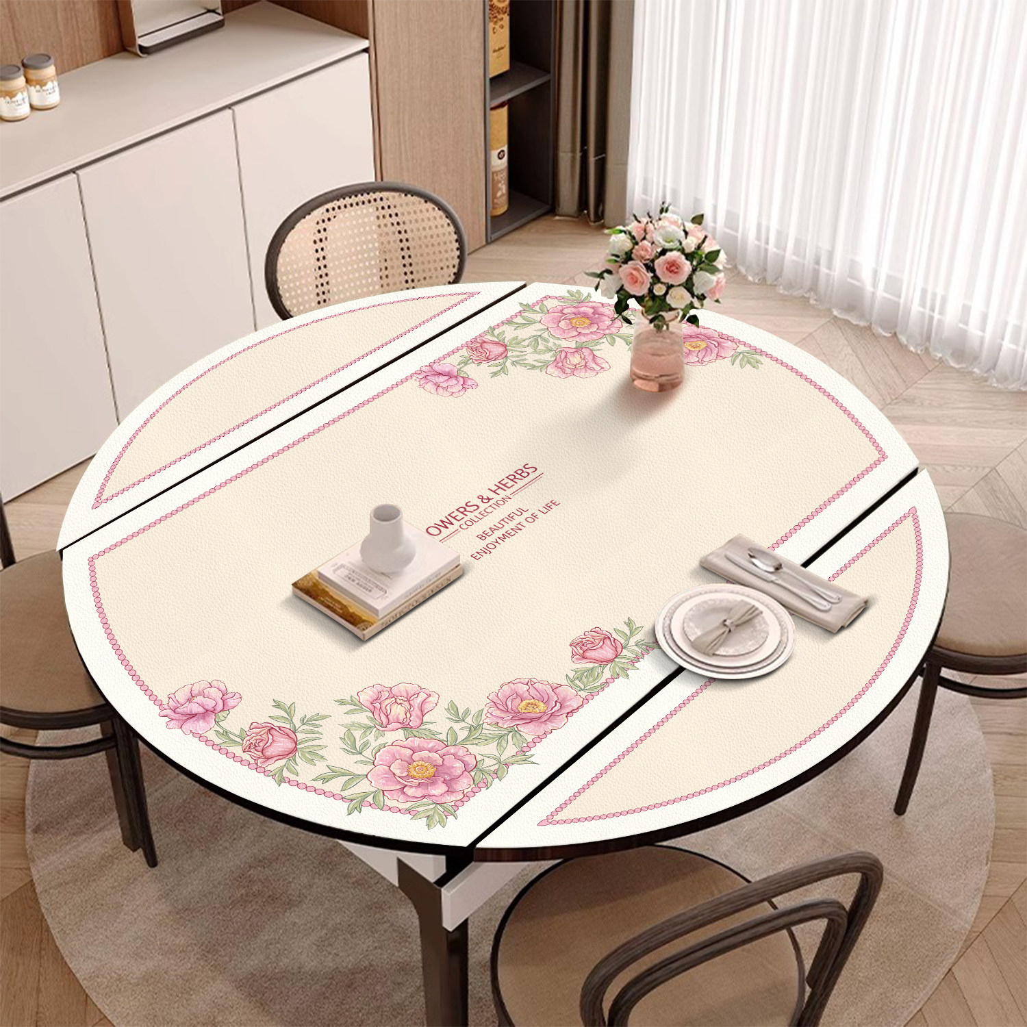 新款椭圆形可折叠餐桌桌垫圆形圆桌防水防油防烫桌布pvc弧形垫子,淘宝优惠券,粉丝福利购,淘宝优惠卷